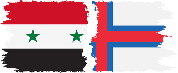 Faroe Islands and Syria grunge flags connection vector