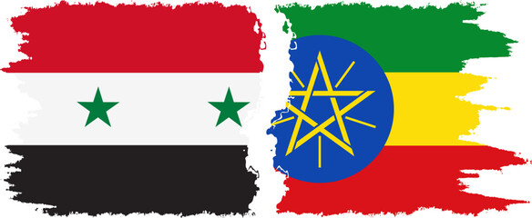 Ethiopia and Syria grunge flags connection vector