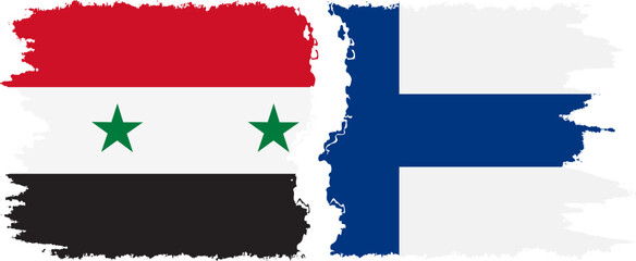 Finland and Syria grunge flags connection vector
