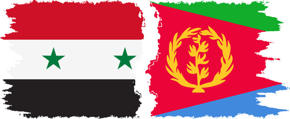 Eritrea and Syria grunge flags connection vector