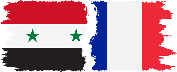 France and Syria grunge flags connection vector