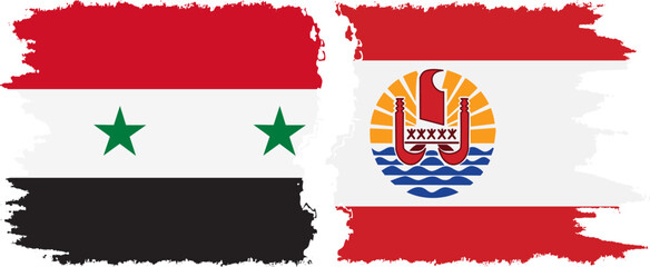 French Polynesia and Syria grunge flags connection vector