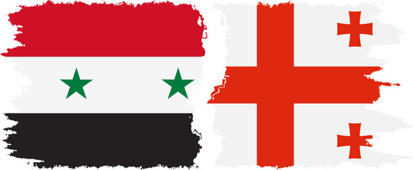 Georgia and Syria grunge flags connection vector