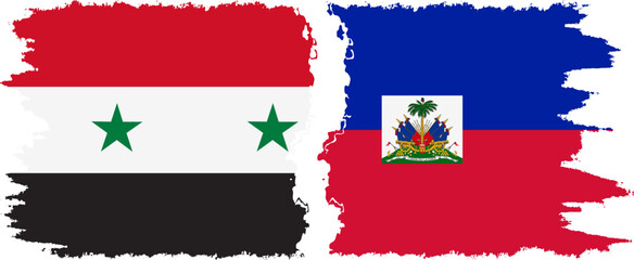Haiti and Syria grunge flags connection vector