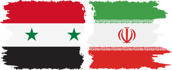 Iran and Syria grunge flags connection vector