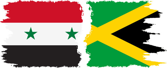 Jamaica and Syria grunge flags connection vector