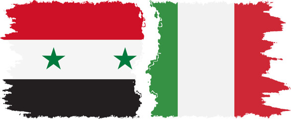 Italy and Syria grunge flags connection vector