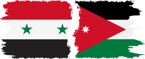 Jordan and Syria grunge flags connection vector