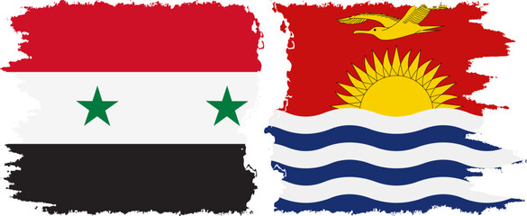 Kiribati and Syria grunge flags connection vector