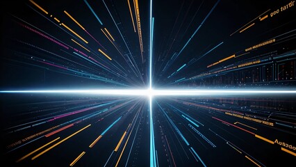 Obraz premium Futuristic cyberspace with dynamic digital landscape and bright light