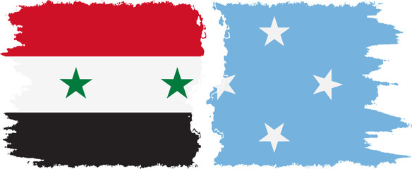 Federated States of Micronesia and Syria grunge flags connection v