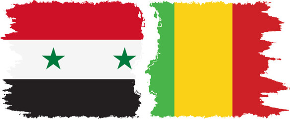 Mali and Syria grunge flags connection vector