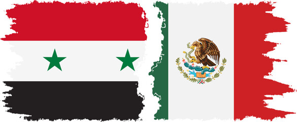 Mexico and Syria grunge flags connection vector