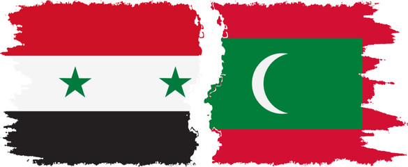 Maldives and Syria grunge flags connection vector