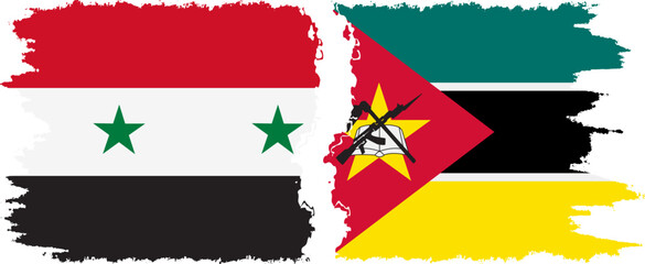 Mozambique and Syria grunge flags connection vector