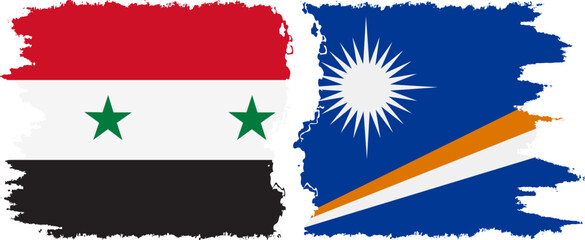 Marshall Islands and Syria grunge flags connection vector