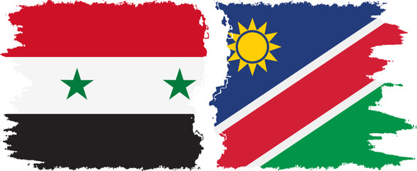 Namibia and Syria grunge flags connection vector