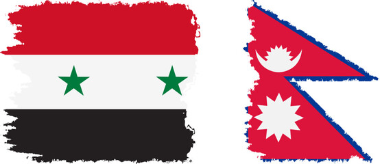 Nepal and Syria grunge flags connection vector