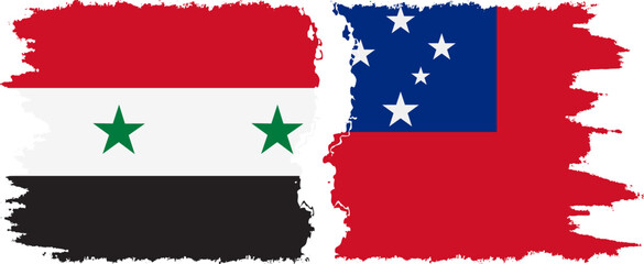 Independent State and Syria grunge flags connection vector