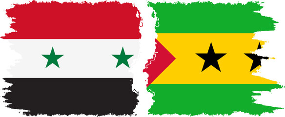 Sao Tome and Principe and Syria grunge flags connection vector