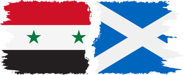 Scotland and Syria grunge flags connection vector
