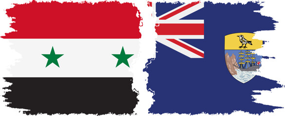 Saint Helena and Syria grunge flags connection vector