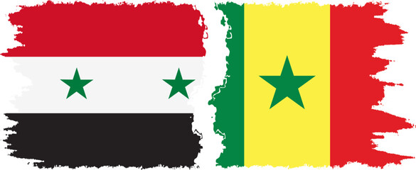Senegal and Syria grunge flags connection vector