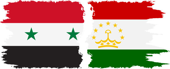 Tajikistan and Syria grunge flags connection vector