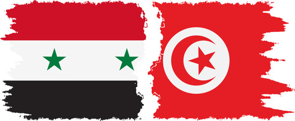 Tunisia and Syria grunge flags connection vector