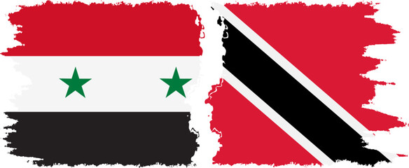 Trinidad and Tobago and Syria grunge flags connection vector