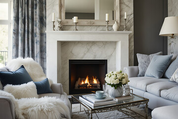 living room interior with fireplace