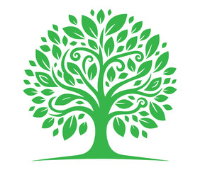 Vector tree silhouette icon isolated on white background.