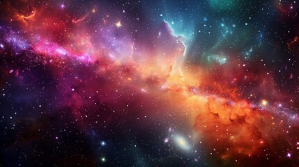 Naklejka premium A celestial abstract background wallpaper with stars and galaxies, evoking a sense of wonder and awe at the vastness of the cosmos captured in stunning high resolution.