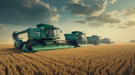 Obraz premium combine harvester working on a field