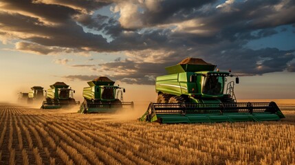 Fototapeta premium combine harvester on field