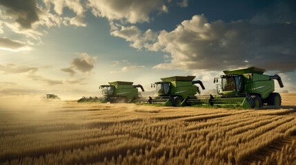Fototapeta premium combine harvester working on a field