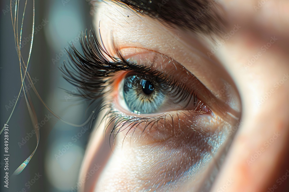 Sticker Close-up of a Person's Eye with Eyelash Extensions