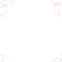 バレエコア風ピンクリボンスクエアフレーム♪PNG