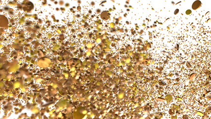 Mesmeric Shower: Mesmeric 3D Illustration Depicting Mesmerizing gold Confetti Rain