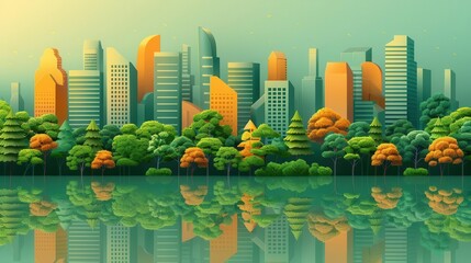 ESG environmental social governance flat design top view sustainability initiatives cartoon drawing vivid