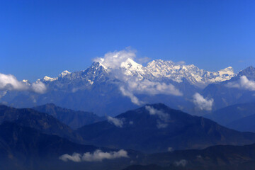 Annapurna South snow mountain in Nepal in day time