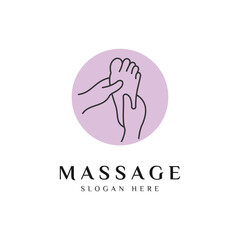 Reflexology Foot Massage Logo Design Vector Icon Illustration