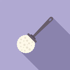 Simple flat icon of a toilet brush, a cleaning tool with a long handle and a round brush head, for maintaining hygiene