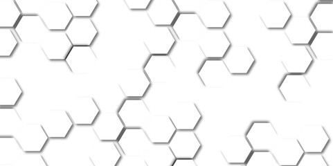 Abstract hexagon background. Futuristic abstract honeycomb mosaic white technology background. Surface polygon pattern with glowing hexagon paper texture and futuristic business. graphic concept.