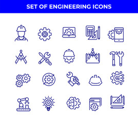 Simple Set of Engineering Related Vector Line Icons. Contains such Icons as Manufacturing, Engineer, Production, Settings and more. DN2