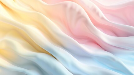 A harmonious display of pastel waves in blush pink, pale blue, and soft yellow, gently flowing in a beautiful and tranquil motion.