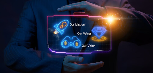 Purpose business concept. Corporate communications to specify policy and business direction....