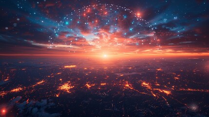 Naklejka premium The landscape of modern business is shaped by digital transformation, global networks, and a focus on sustainability and ethics.