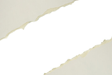 Gray ripped paper torn edges strips isolated on white background
