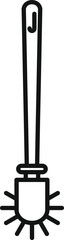Simple black and white line drawing of a toilet brush, for keeping the toilet bowl clean
